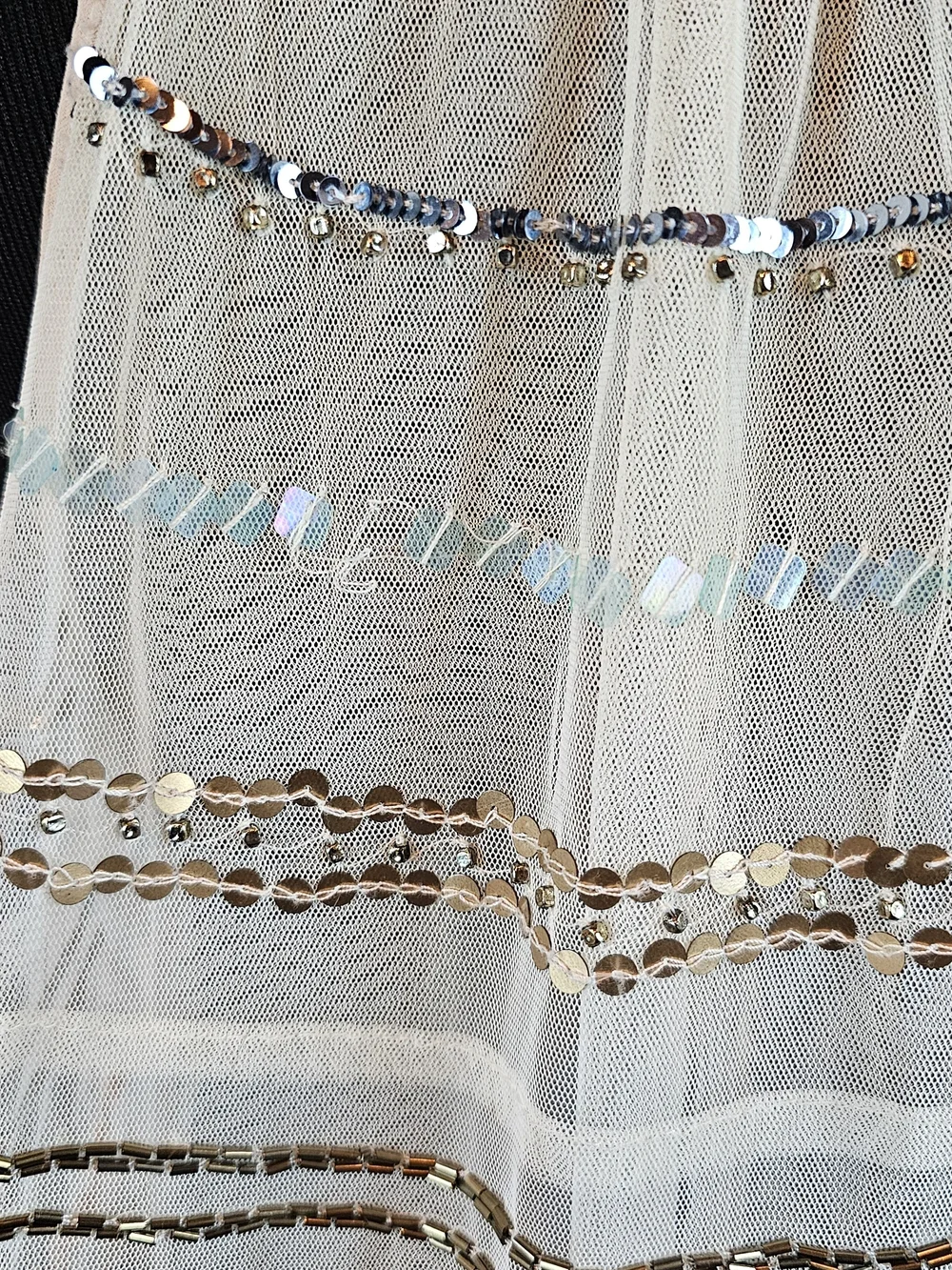 Free People Mercury Mesh Embellished Sequin Beaded Tank Top ivory XS